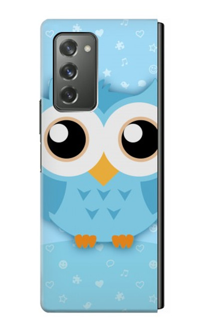 S3029 Cute Blue Owl Case For Samsung Galaxy Z Fold2 5G
