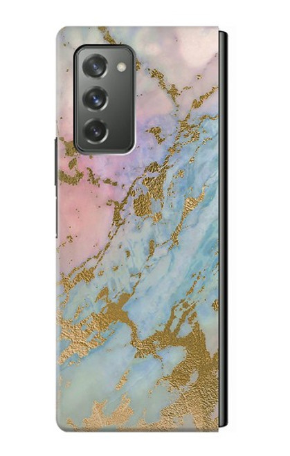 S3717 Rose Gold Blue Pastel Marble Graphic Printed Case For Samsung Galaxy Z Fold2 5G