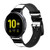 CA0180 Black and White Striped Leather & Silicone Smart Watch Band Strap For Samsung Galaxy Watch, Gear, Active
