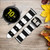 CA0180 Black and White Striped Leather & Silicone Smart Watch Band Strap For Samsung Galaxy Watch, Gear, Active