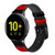 CA0384 Black and Red Striped Leather & Silicone Smart Watch Band Strap For Samsung Galaxy Watch, Gear, Active