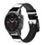 CA0180 Black and White Striped Leather & Silicone Smart Watch Band Strap For Garmin Smartwatch
