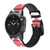 CA0207 Pink Black Chevron Zigzag Leather & Silicone Smart Watch Band Strap For Garmin Smartwatch