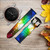 CA0262 Colorful Rainbow Space Galaxy Leather & Silicone Smart Watch Band Strap For Garmin Smartwatch