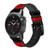 CA0384 Black and Red Striped Leather & Silicone Smart Watch Band Strap For Garmin Smartwatch