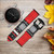 CA0611 Red Cassette Recorder Graphic Leather & Silicone Smart Watch Band Strap For Garmin Smartwatch