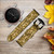 CA0691 Gold Glitter Graphic Print Leather & Silicone Smart Watch Band Strap For Garmin Smartwatch