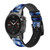 CA0737 Fabric Indigo Tie Dye Leather & Silicone Smart Watch Band Strap For Garmin Smartwatch