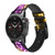 CA0801 Cute Mini Heart Neon Graphic Leather & Silicone Smart Watch Band Strap For Garmin Smartwatch