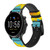 CA0550 Vintage Sunflower Blue Leather & Silicone Smart Watch Band Strap For Fossil Smartwatch