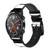 CA0180 Black and White Striped Leather & Silicone Smart Watch Band Strap For Wristwatch Smartwatch