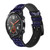 CA0670 Navy Blue Bandana Pattern Leather & Silicone Smart Watch Band Strap For Wristwatch Smartwatch