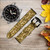 CA0691 Gold Glitter Graphic Print Leather & Silicone Smart Watch Band Strap For Wristwatch Smartwatch