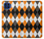 S3421 Black Orange White Argyle Plaid Case For Motorola One 5G