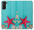 S3428 Aqua Wood Starfish Shell Case For Samsung Galaxy S21 Plus 5G, Galaxy S21+ 5G