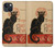 S2739 Chat Noir Black Cat Vintage Case For iPhone 13 mini