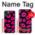 S2933 Pink Lips Kisses on Black Case For iPhone 13