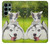 S3795 Grumpy Kitten Cat Playful Siberian Husky Dog Paint Case For Samsung Galaxy S22 Ultra