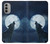 S3693 Grim White Wolf Full Moon Case For Motorola Moto G51 5G
