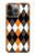 S3421 Black Orange White Argyle Plaid Case For iPhone 14 Pro