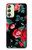 S3112 Rose Floral Pattern Black Case For Samsung Galaxy A24 4G