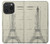 S3474 Eiffel Architectural Drawing Case For iPhone 15 Pro