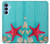 S3428 Aqua Wood Starfish Shell Case For Samsung Galaxy A15 5G