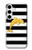 S2882 Black and White Striped Gold Dolphin Case For Samsung Galaxy S24 Plus