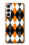 S3421 Black Orange White Argyle Plaid Case For Samsung Galaxy A55 5G