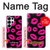 S2933 Pink Lips Kisses on Black Case For Samsung Galaxy S25 Ultra