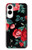 S3112 Rose Floral Pattern Black Case For Samsung Galaxy S25 Edge