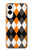 S3421 Black Orange White Argyle Plaid Case For Samsung Galaxy S25 Edge