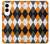 S3421 Black Orange White Argyle Plaid Case For Samsung Galaxy S25 Edge