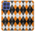 S3421 Black Orange White Argyle Plaid Case For Motorola Moto G Stylus 5G (2025), Edge 60 Stylus