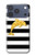 S2882 Black and White Striped Gold Dolphin Case For iPhone 17 Pro, 18 Pro