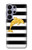 S2882 Black and White Striped Gold Dolphin Case For Samsung Galaxy S26 Ultra
