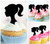 TA0211 Ponytail Girl Silhouette Party Wedding Birthday Acrylic Cupcake Toppers Decor 10 pcs