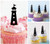 TA0269 Lighthouse Silhouette Party Wedding Birthday Acrylic Cupcake Toppers Decor 10 pcs