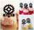 TA0372 Gear Wheel Machine Part Silhouette Party Wedding Birthday Acrylic Cupcake Toppers Decor 10 pcs