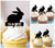 TA0406 Rabbit Bunny Silhouette Party Wedding Birthday Acrylic Cupcake Toppers Decor 10 pcs