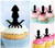 TA1038 Squid Fish Tentacles Silhouette Party Wedding Birthday Acrylic Cupcake Toppers Decor 10 pcs