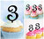 TA1098 Number Three Silhouette Party Wedding Birthday Acrylic Cupcake Toppers Decor 10 pcs