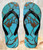 FA0317 Aqua Turquoise Gemstone Graphic Printed Beach Slippers Sandals Flip Flops Unisex