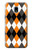 S3421 Black Orange White Argyle Plaid Case For Samsung Galaxy J3 (2018), J3 Star, J3 V 3rd Gen, J3 Orbit, J3 Achieve, Express Prime 3, Amp Prime 3