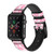 CA0245 Pink Leopard Pattern Leather & Silicone Smart Watch Band Strap For Apple Watch iWatch