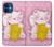 S3025 Pink Maneki Neko Lucky Cat Case For iPhone 12 mini