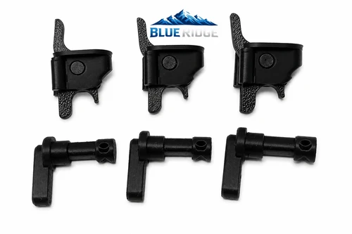 This Rapid Trigger Flicker Kit is also made up of Carbon Fiber material , installs into any standard milspec lower for the most part.
Pop the upper, drop it in behind the hammer, close it, run it. This one system can easily be swapped to and from builds with ease.
Same function as the metal version but in carbon fiber.

Includes
- x3 Carbon Fiber Rapid Trigger Flickers
- x3 Carbon Fiber 3 position selectors
