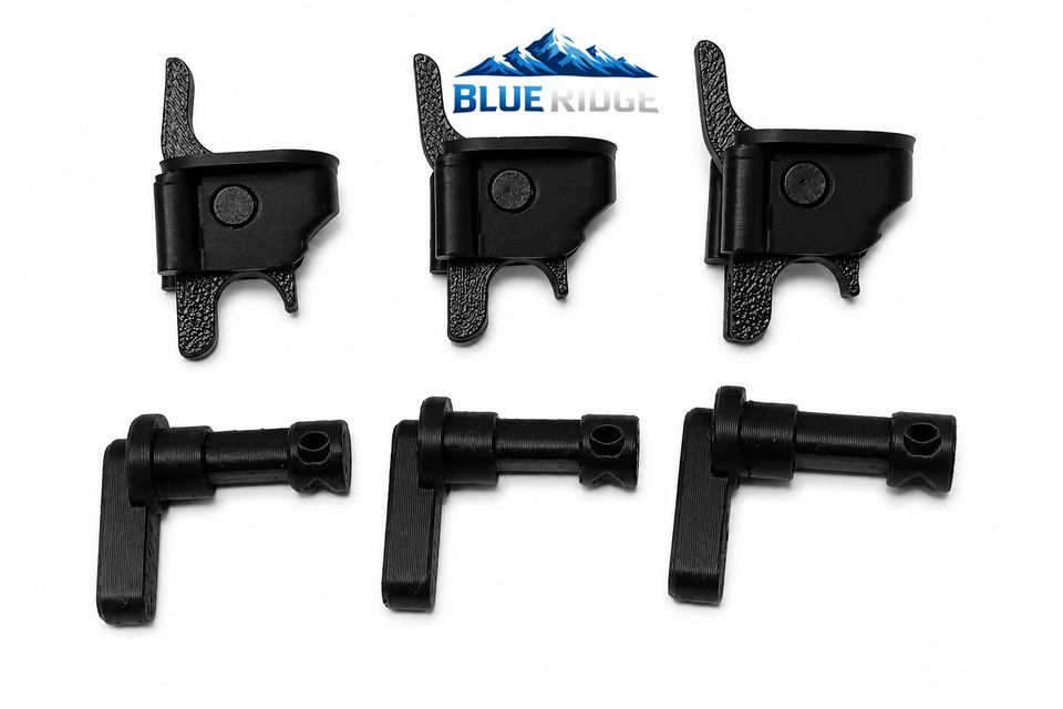 This Rapid Trigger Flicker Kit is also made up of Carbon Fiber material , installs into any standard milspec lower for the most part.
Pop the upper, drop it in behind the hammer, close it, run it. This one system can easily be swapped to and from builds with ease.
Same function as the metal version but in carbon fiber.

Includes
- x3 Carbon Fiber Rapid Trigger Flickers
- x3 Carbon Fiber 3 position selectors