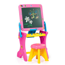 Bureau enfant avec tableau noir 2 en 1 rose