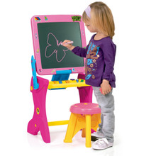 Bureau enfant avec tableau noir 2 en 1 rose